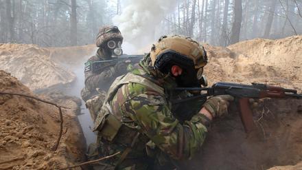 Die ukrainische Nationalgarde bei einem Training in Charkiw am 29. Februar 2024. 