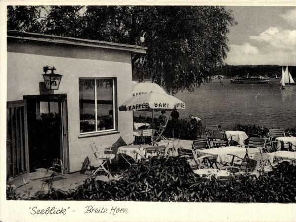Café Seeblick am Breitehorn. Die Postkarte soll aus den 30ern stammen. Hier steht immer noch ein Lokal.