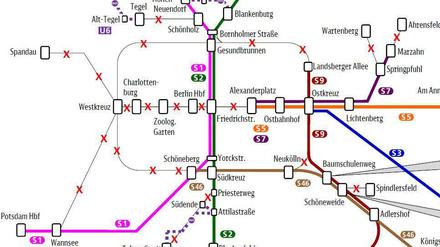 So sieht das Liniennetz der S-Bahn in Berlin in den nächsten Tagen aus. 