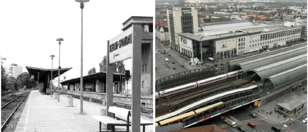 Links der alte Fernbahnhof, rechts der neue - vor 20 Jahren war der Umzug.