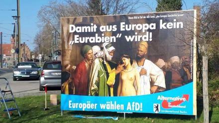 Die AfD macht in Berlin Wahlwerbung mit dem Gemälde "Der Sklavenmarkt" des französischen Malers Jean-Léon Gérôme aus dem Jahr 1866.