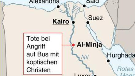 Bewaffnete haben in Ägypten einen Bus mit koptischen Christen angegriffen und mindestens 24 Menschen getötet. 25 weitere Personen seien verletzt worden, teilte das ägyptische Gesundheitsministerium am Freitag mit. 