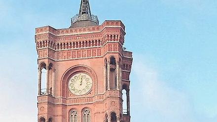 Das Rote Rathaus und seine defekte Uhr.
