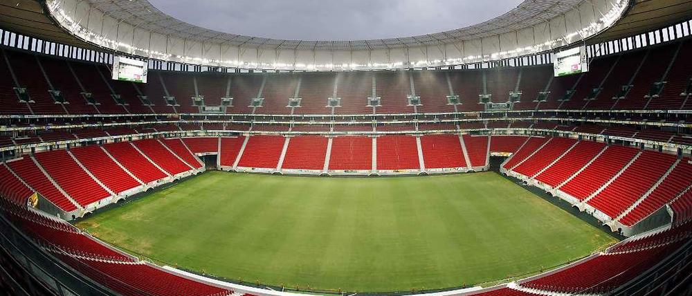 Leeres Fußballstadion in Brasilia.