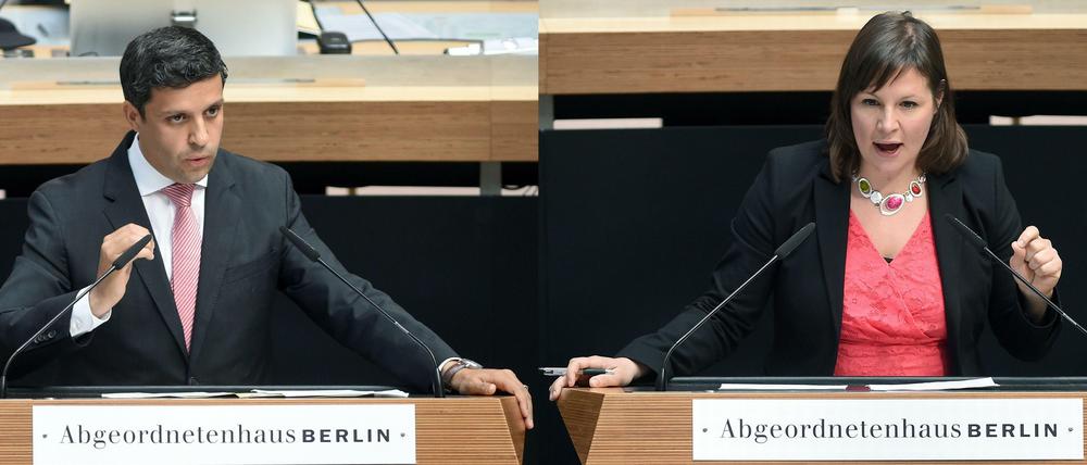 SPD-Fraktionschef Saleh und Grünen-Oppositionspolitikerin Kapek: Sie beide kamen am Donnerstag im Parlament noch einmal zu Wort.