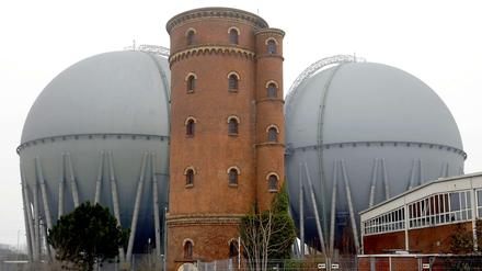 Gaskugelspeicher auf dem Werksgelände des ehemaligen Gaswerkes in Berlin-Charlottenburg.