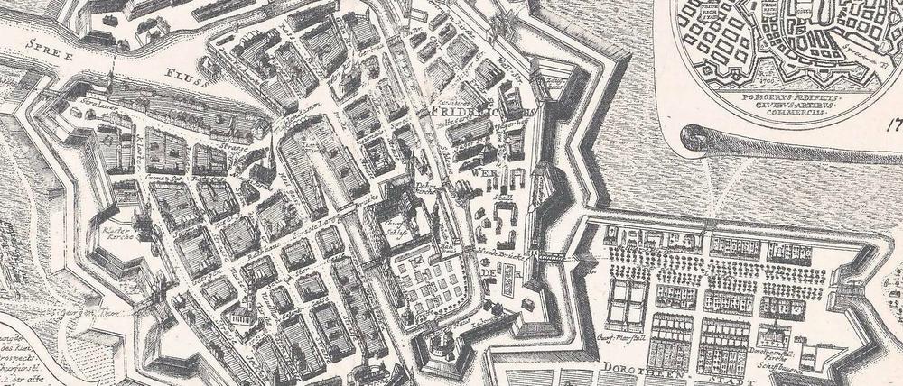 Der Stich zeigt die „Churfürstlichen Residentz Berlin“ von 1688. 