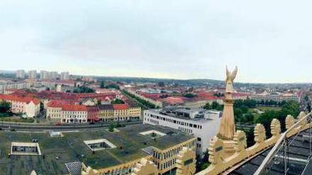 Perspektive. Das Foto entstand auf der Aussichtsplattform der St. Nikolai-Kirche. 