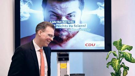 Fraktionschef Florian Graf ist nicht in Feierlaune – auch wenn sein Gesichtsausdruck am Freitag bei der CDU-Pressekonferenz danach aussah. 