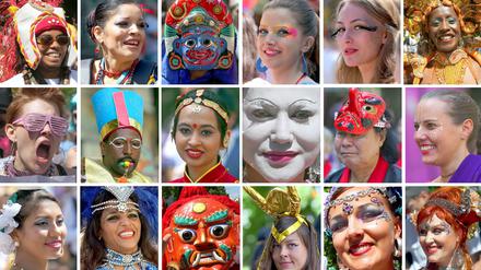 Geschminkte Gesichter beim Karneval der Kulturen