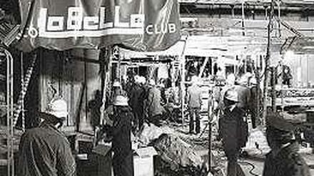 Die Berliner Diskothek "La Belle" im Jahr 1986 nach dem Anschlag, bei dem drei Menschen getötet und über 200 verletzt wurden. 