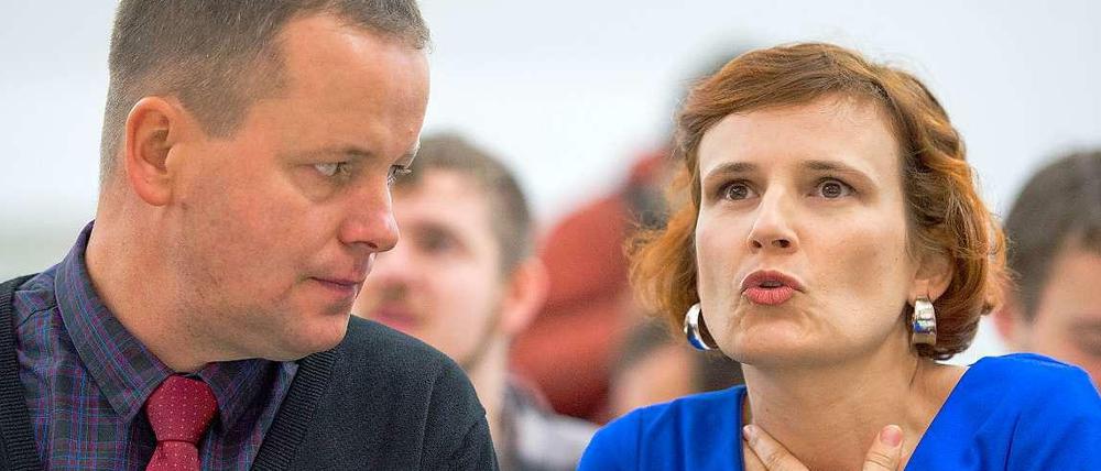 Klaus Lederer, der Berliner Linken-Chef, mit Katja Kipping, der Bundesvorsitzenden der Partei.