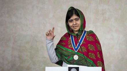 Die 17-jährige Malala Yousafzai bei ihrer Rede zum "Four Freedoms Award", den sie im April in den Niederlanden verliehen bekam.