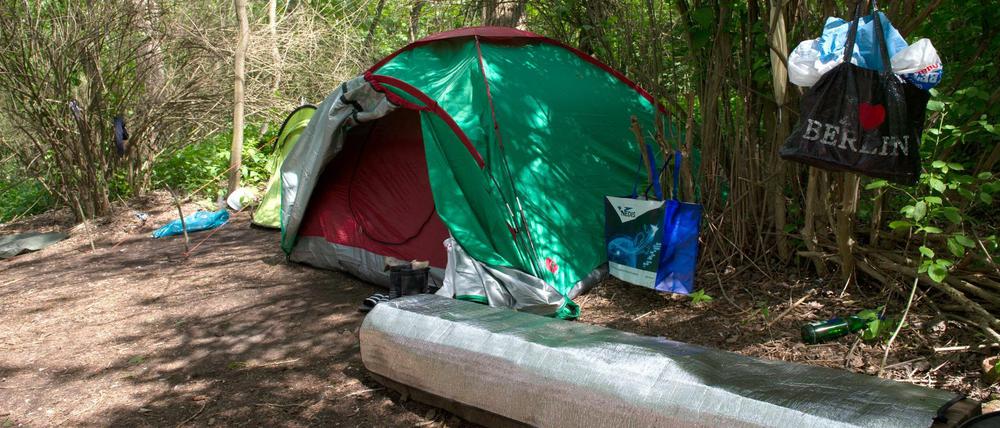 Ohne Obdach. Im Tiergarten hausen Menschen in Zelten. 