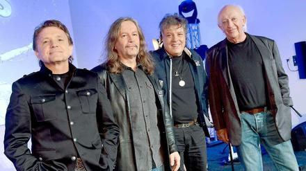 Quartett ohne Maschine. Die Puhdys im Oktober 2013 bei der Vorstellung ihres letzten Albums. Dieter Birr hatte sich krankgemeldet.