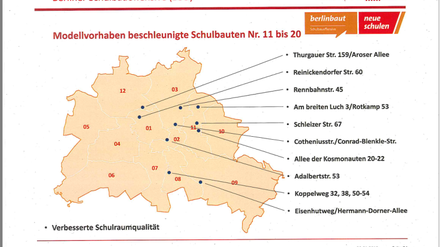 In Lichtenberg und Pankow liegen die Schwerpunkte der Schnellbauschulen. Für Komplettansicht aufs Plus-Symbol klicken.