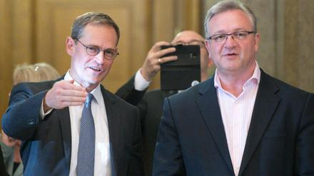 Sondierung: Berlins Regierender Bürgermeister, Michael Müller (SPD, links) und Innensenator Frank Henkel (CDU)