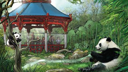Ein bisschen China. Die neue Panda-Anlage soll an einen historischen Pavillon im Zoo erinnern. 
