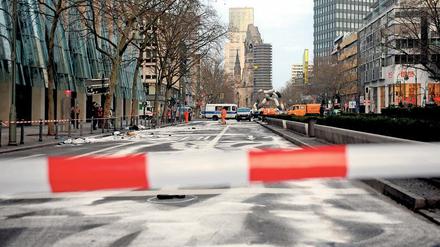 Die gesperrte Tauentzienstraße am 1. Februar 2016 nach dem tödlichen Unfall.
