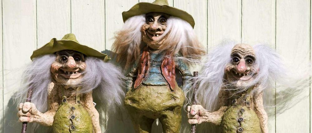 Bitte nicht füttern: drei norwegische Trollfiguren