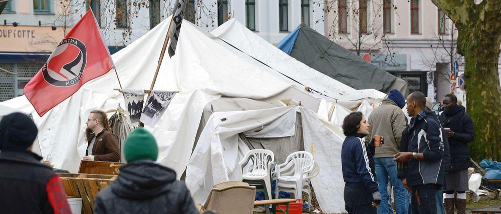 Seit Oktober 2012 campieren Flüchtlinge auf dem Oranienplatz in Berlin.