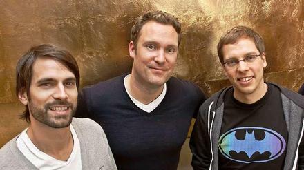 Die Gründer von Moviepilot: Die Filmemacher Jon Handschin und Tobias Bauckhage zusammen dem Technikchef Benjamin Krause (von links). 