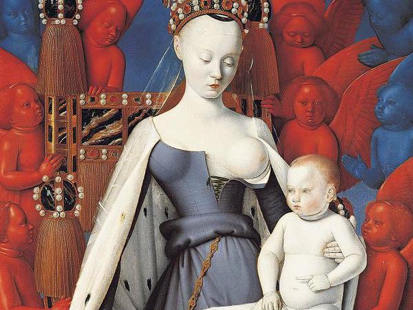 Jean Fouquets "Die thronende Madonna mit dem Christuskind" aus dem 15. Jahrhundert.