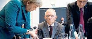 Angela Merkel und Wolfgang Schäuble in der Sitzungspause