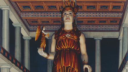 Schutzgöttin. Rekonstruktion der Athene, wie sie 447 vor Christus im Innern des Parthenon-Tempels auf der Akropolis aufgestellt wurde.