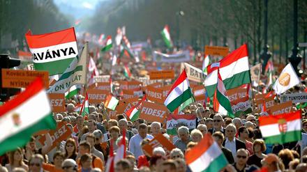 Fidesz-Anhänger in Budapest.