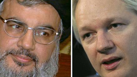 Einander freundlich gesinnt: Hisbollah-Führer Hassan Nasrallah und Wikileaks-Gründer Julian Assange