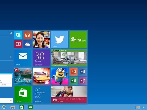 Für viele die wichtigste Änderung. Mit Windows 10 kehrt das Startmenü zurück - rechts daneben lassen sich die wichtigsten Apps anheften.