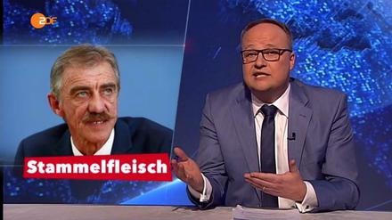 Der Spitzenkandidat der AfD in Rheinland-Pfalz Uwe Junge hatte in der Wahlnacht Artikulationsprobleme. In Oliver Welkes "heute-show" brachte ihm das das wenig schmeichelhafte Etikett "Stammelfleisch" ein.