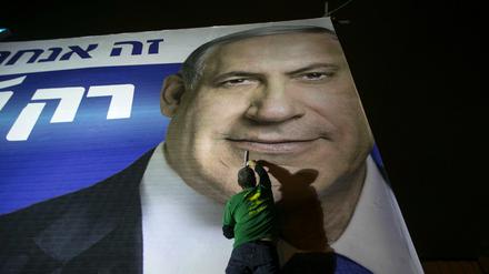 Wahlplakat für Benjamin Netanjahu. 