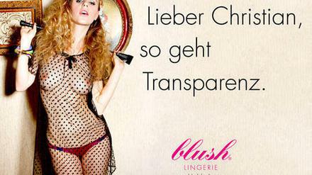 Das Berliner Unterwäsche-Label Blush macht sich Christian Wulffs Affäre zu Nutze.