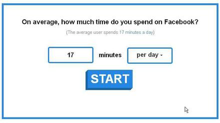 Der Facebook-Zeitrechner: Hier können Sie erfahren, wie viele Tage, Stunden und Minuten Sie schon auf der Seite verbracht haben.
