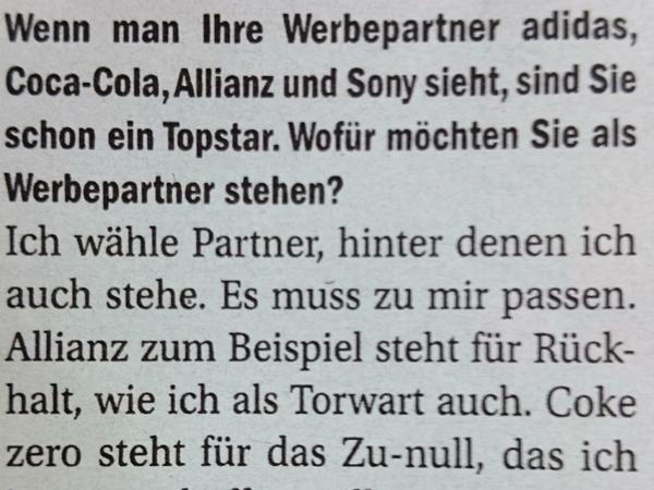 Die umstrittene Passage aus dem "Kicker"-Interview mit Manuel Neuer.