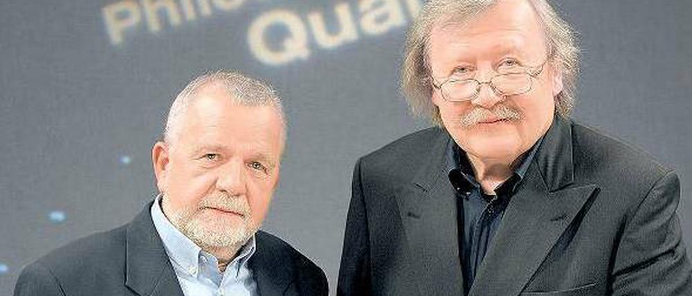 Rechthaben ist unphilosophisch. Das Verdienst von Rüdiger Safranski (links) und Peter Sloterdijk besteht darin, dass sie das Publikum das nie vergessen ließen.Foto: dpa
