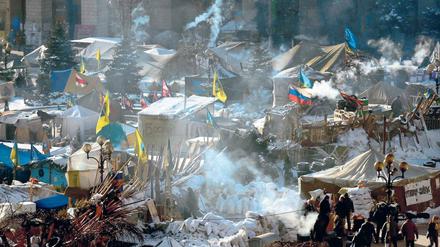 Nur Freiheitskämpfer in Kiew? Der ARD-Programmbeirat sieht in der Berichterstattung im Ersten eine Schwarz-Weiß-Zeichnung zugunsten der Maidan-Bewegung. Foto: AFP