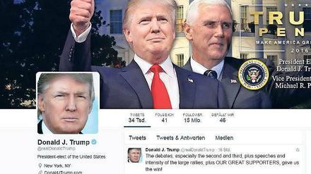 Der künftige US-Präsident Donald Trump twittert gern und viel. 15 Millionen Menschen folgen ihm dabei.