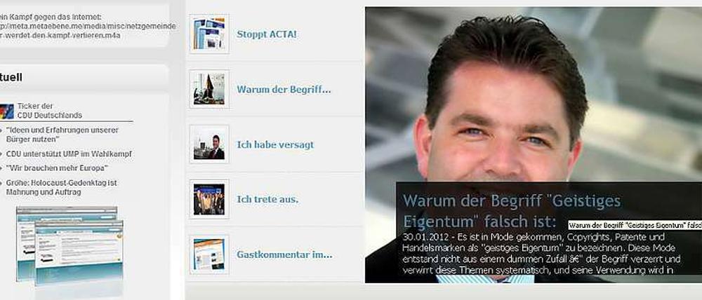 Gehackt. Kurz nach seinem Brief an die "Netzgemeinde" platzieren Aktivisten eine gefälschte Meldung auf der Internetseite des CDU-Bundestagsabgeordneten Ansgar Heveling.