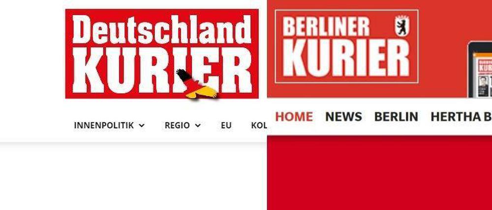 Äußerlich zu ähnlich? Die Logos von "Deutschland Kurier" und "Berliner Kurier" online.
