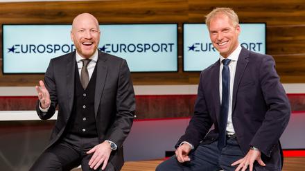 Das neue Eurosport-Expertenteam mit Matthias Sammer und Jan Henkel.