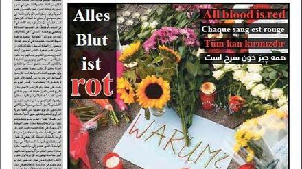 Das Titelblatt der aktuellen "Abwab"-Ausgabe. Thema ist unter anderem der Amoklauf in München.