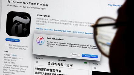 Im chinesischen App-Store von Apple ist die "New York Times" seit dem 23. Dezember nicht mehr zu finden. Der Verweis auf den US-Store hilft Festland-Chinesen jedoch nicht weiter.