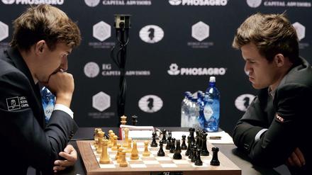 Der Schach-WM-Kampf Sergej Karjakin gegen Magnus Carlsen in New York.