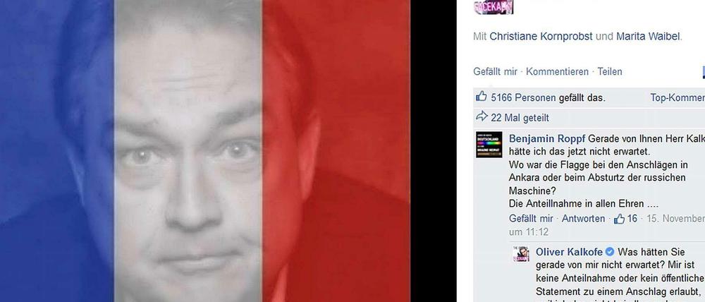 Auch Komiker Oliver Kalkofe zeigte auf Facebook Anteilnahme an den Terroranschlägen in Paris. Dafür muss er viel Kritik einstecken. 