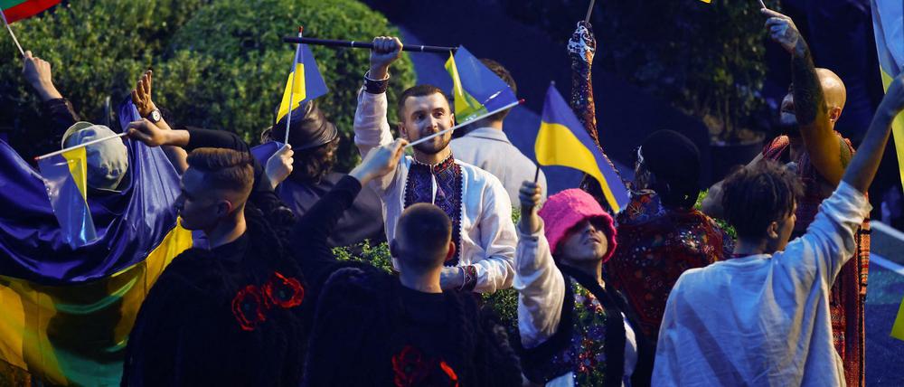 Die ukrainische Band Kalush Orchestra gilt bei den Buchmachern als Favorit auf den Gesamtsieg beim ESC 2022.