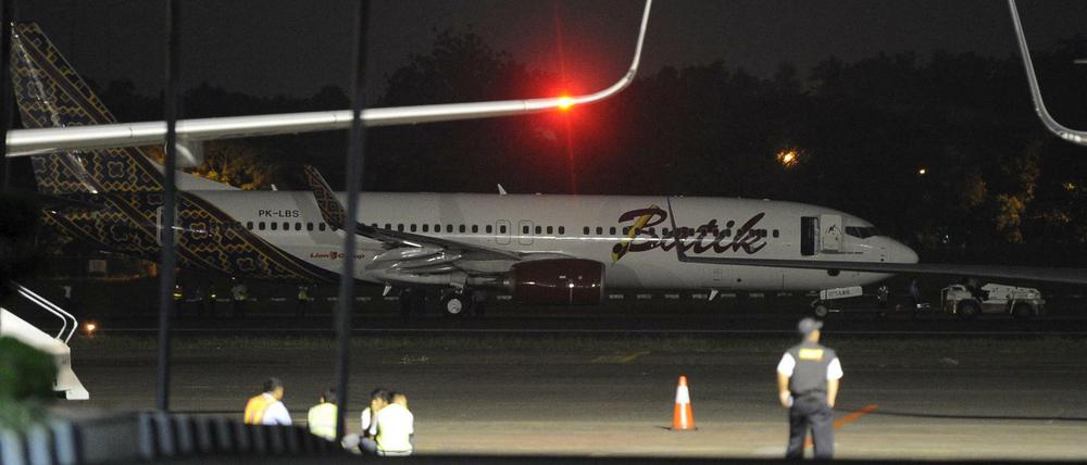 Die Maschine von Batik Air, die in die Kollision auf dem Flughafen in Indonesien verwickelt war. 