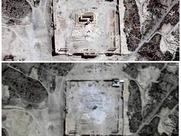Satellitenbilder vom 27. August bestätigen die Zerstörung des Bel-Tempels in Palmyra. Nun hat die Terrormiliz IS auch die antiken Grabtürme gesprengt. 